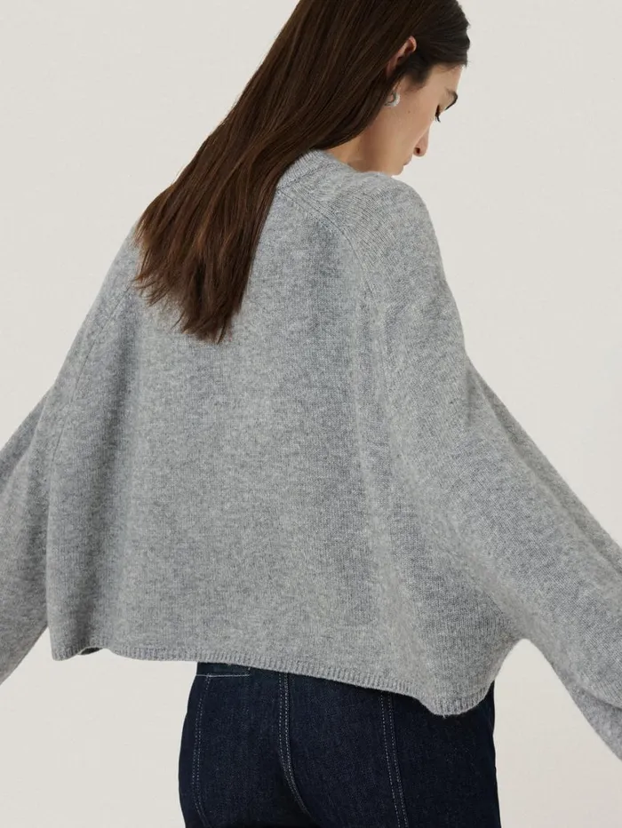 Jigsaw Crew Neck Poncho Jumper Grey Women Knitwear and Cashmere