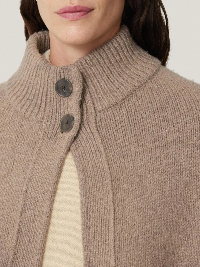 Jigsaw Deconstructed Knitted Cape Taupe Women Knitwear and Cashmere