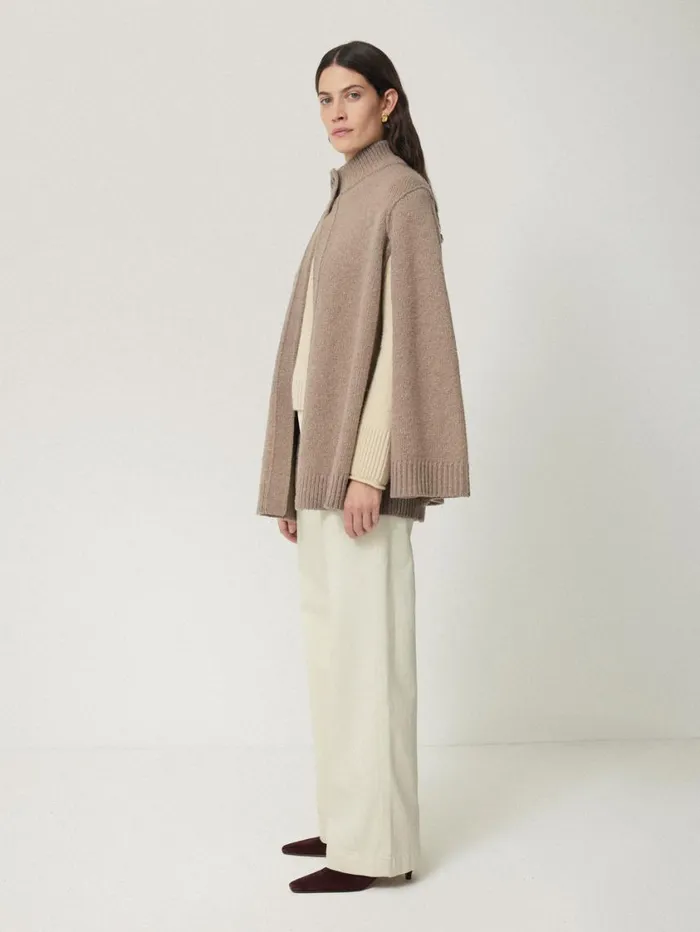 Jigsaw Deconstructed Knitted Cape Taupe Women Knitwear and Cashmere