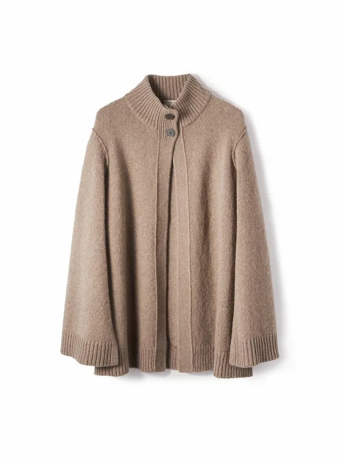 Jigsaw Deconstructed Knitted Cape Taupe Women Knitwear and Cashmere