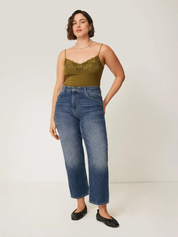 Jigsaw Delmont Cropped Tapered Jean Blue Women Trousers