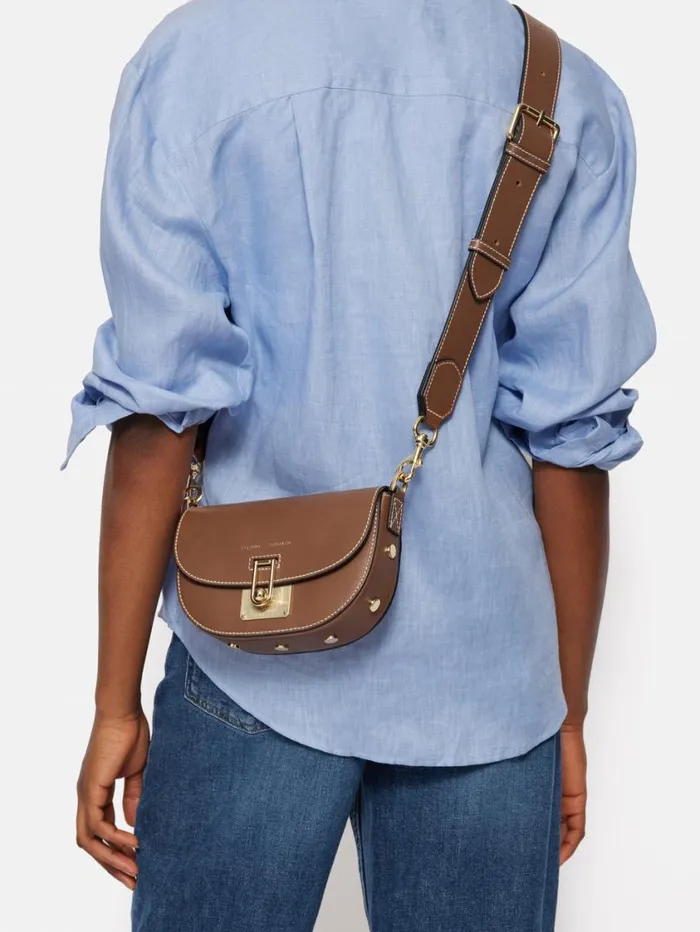 Jigsaw Denbigh Studded Leather Bag Tan Women Wallets and Card Holders