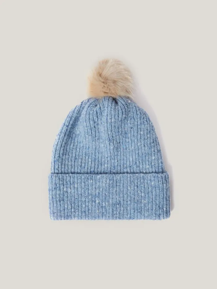 Jigsaw Donegal Pom Hat Blue Women Knitwear and Cashmere
