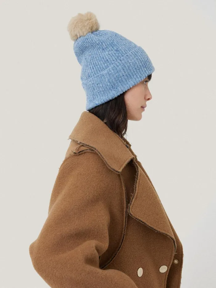 Jigsaw Donegal Pom Hat Blue Women Knitwear and Cashmere
