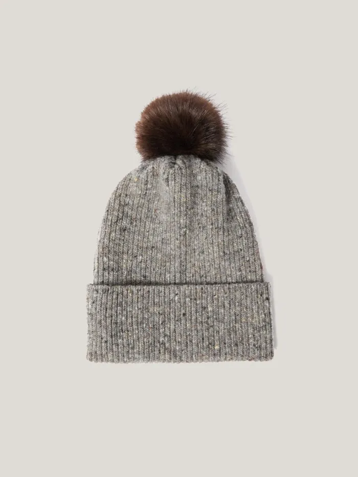 Jigsaw Donegal Pom Hat Grey Women Knitwear and Cashmere