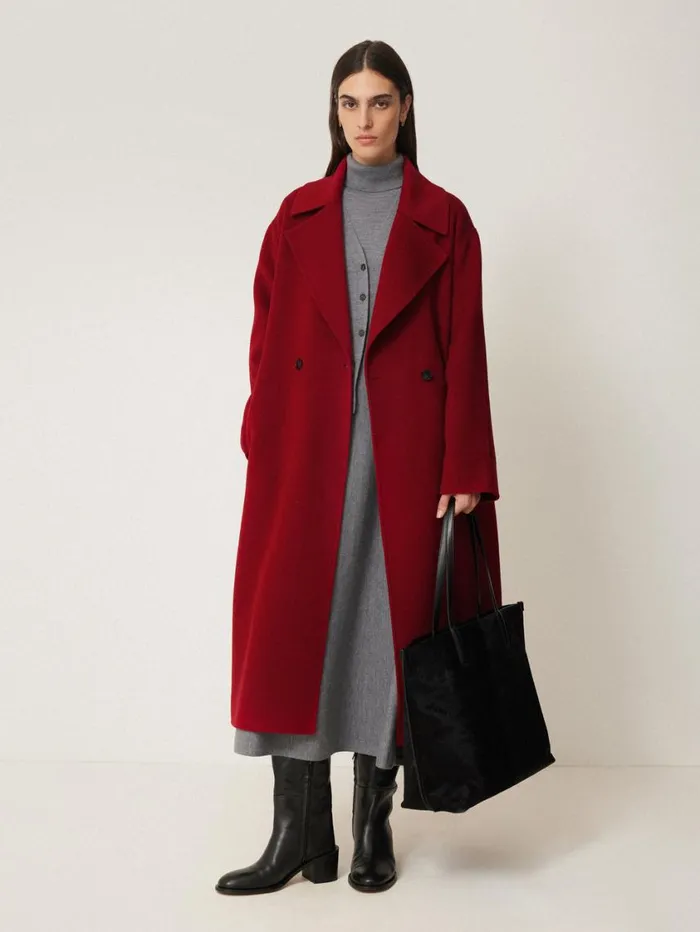 Jigsaw Double Faced Cocoon Wrap Coat Red Women Coats and Jackets