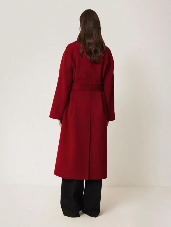 Jigsaw Double Faced Cocoon Wrap Coat Red Women Coats and Jackets