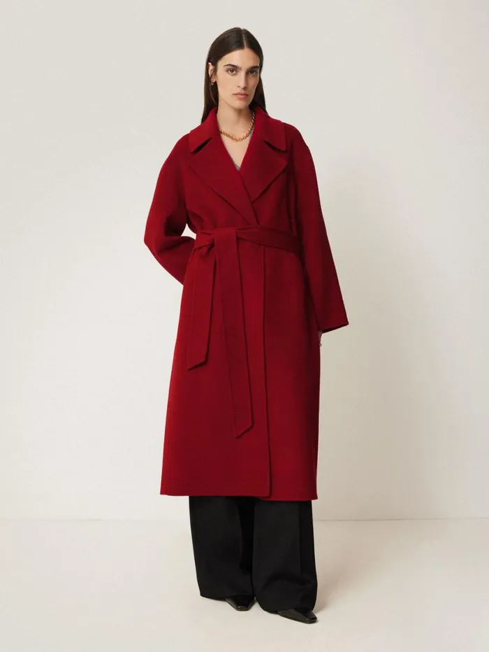 Jigsaw Double Faced Cocoon Wrap Coat Red Women Coats and Jackets