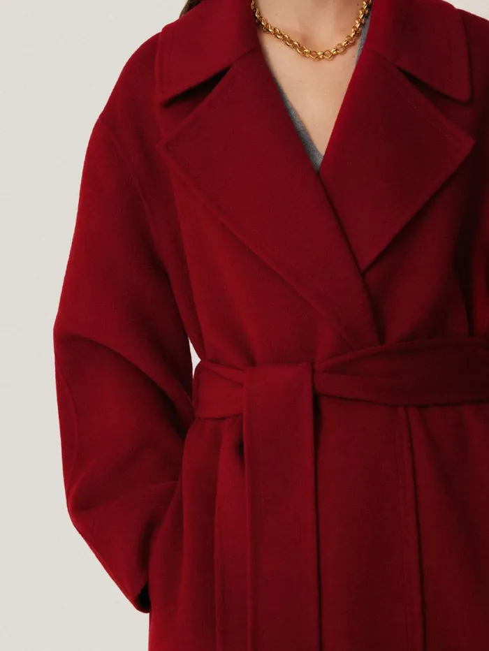 Jigsaw Double Faced Cocoon Wrap Coat Red Women Coats and Jackets