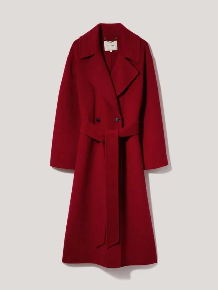 Jigsaw Double Faced Cocoon Wrap Coat Red Women Coats and Jackets