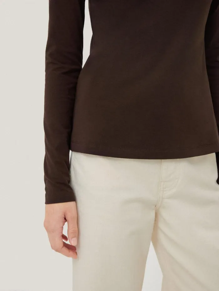 Jigsaw Double Front Ballet Neck Top Brown Women Shirts and Tops