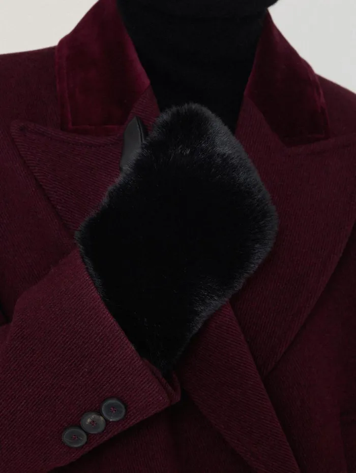 Jigsaw Faux Fur Leather Mitten Black Women Hats and Gloves