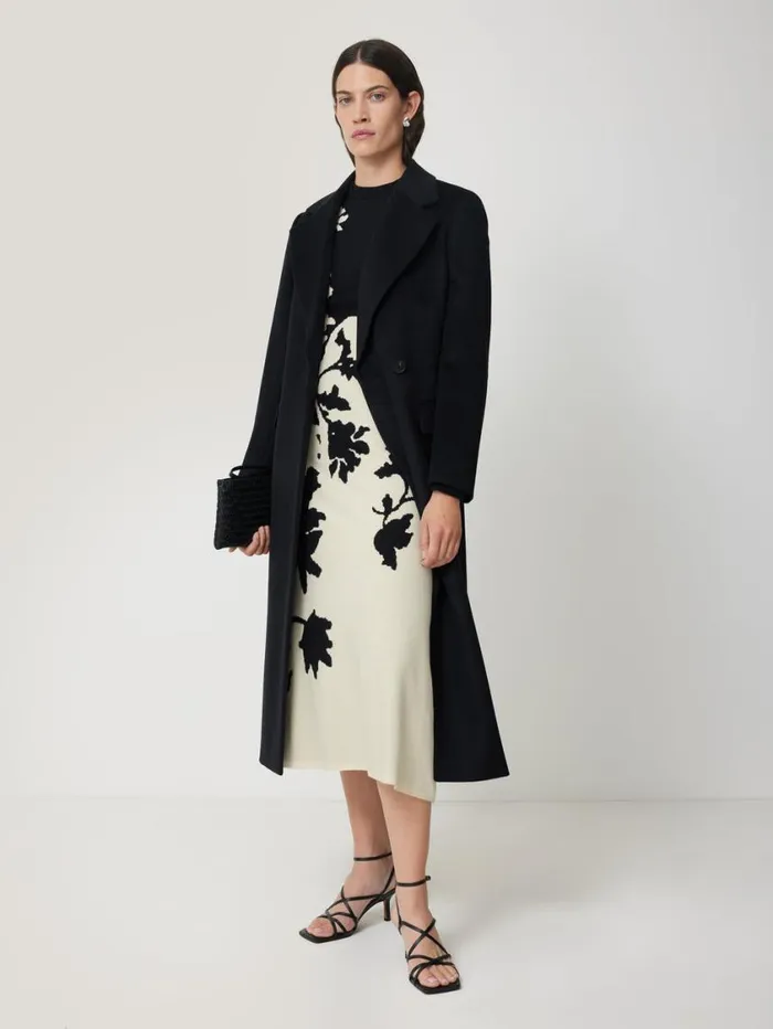 Jigsaw Floral Jacquard Knitted Dress Monochrome Women Coords