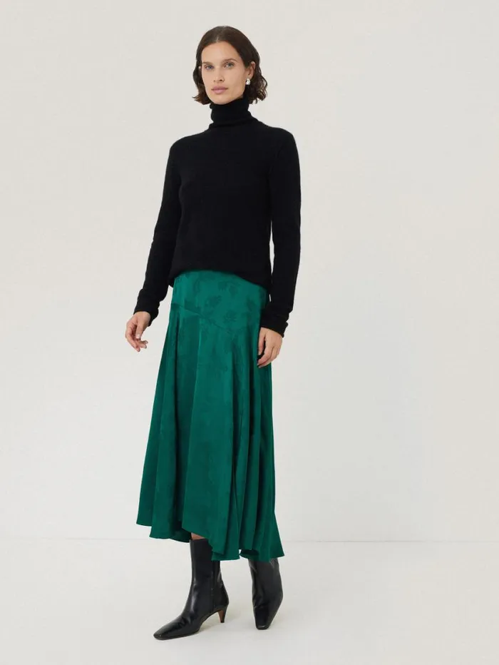Jigsaw Floral Jacquard Midi Skirt Green Women Skirts