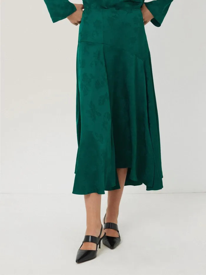 Jigsaw Floral Jacquard Midi Skirt Green Women Skirts