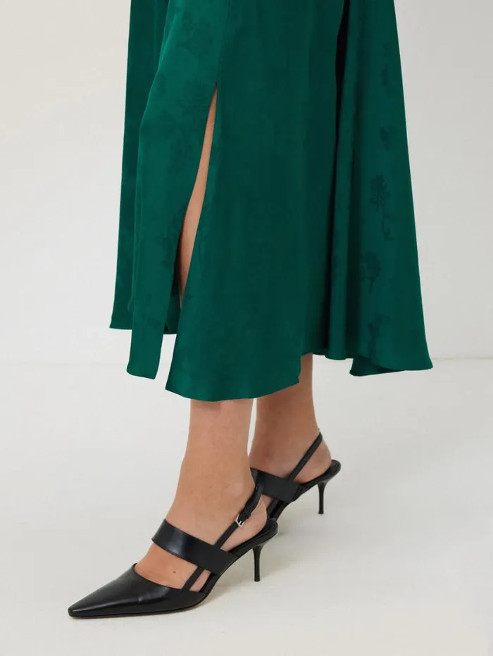 Jigsaw Floral Jacquard Midi Skirt Green Women Skirts