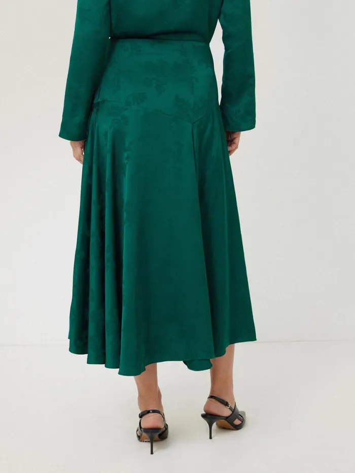 Jigsaw Floral Jacquard Midi Skirt Green Women Skirts