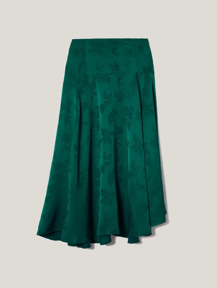 Jigsaw Floral Jacquard Midi Skirt Green Women Skirts