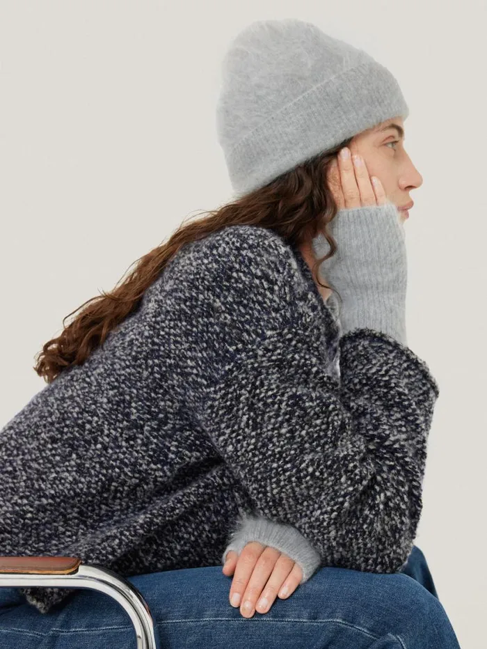 Jigsaw Halo Cashmere Beanie Grey Women Hats and Gloves
