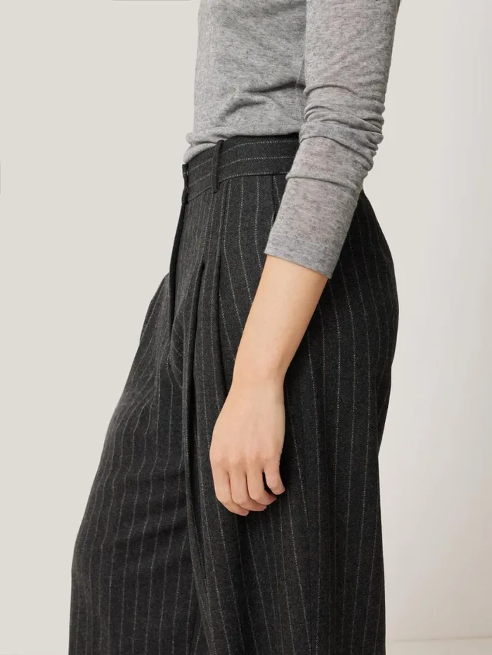 Jigsaw Italian Wool Kemp Pinstripe Trouser Grey Women Suits and Tailoring