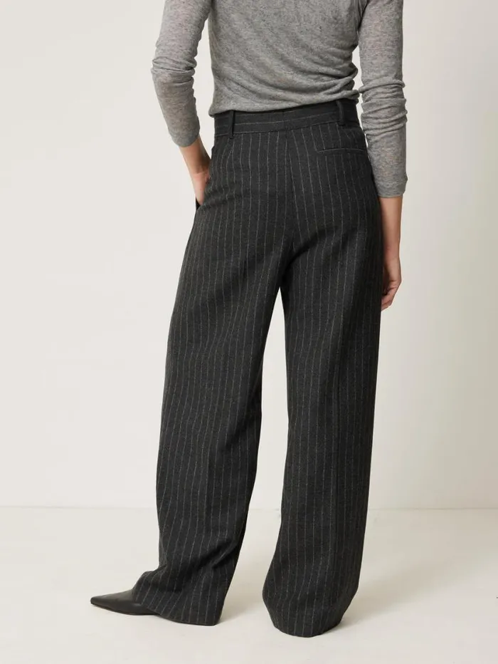 Jigsaw Italian Wool Kemp Pinstripe Trouser Grey Women Suits and Tailoring