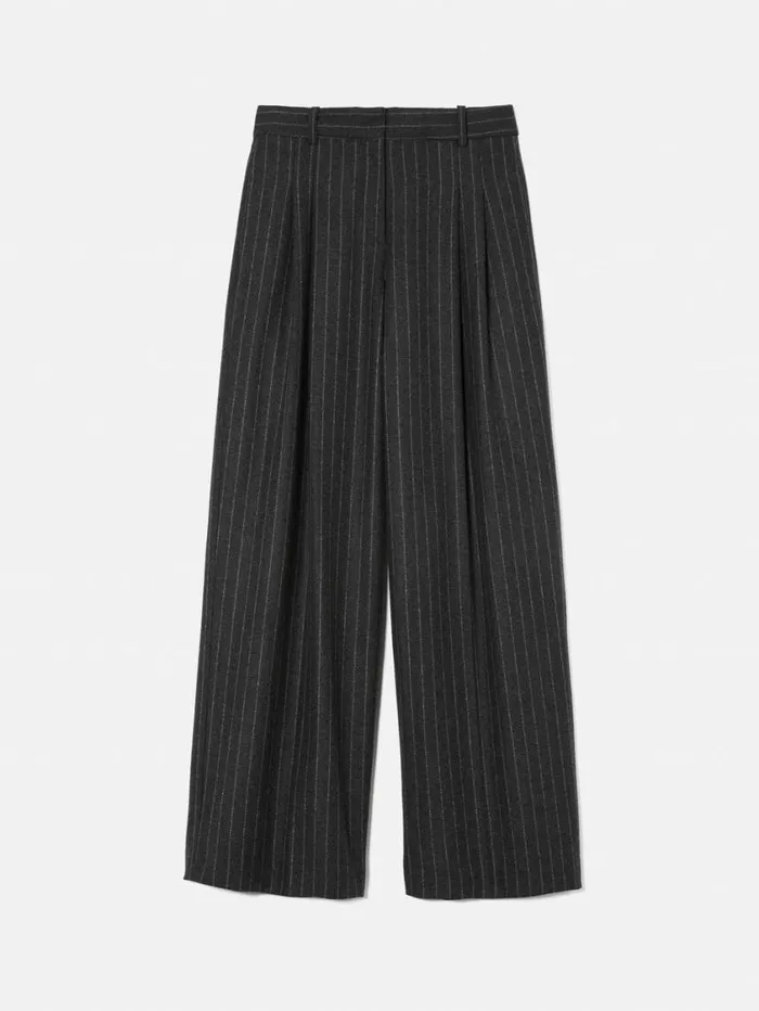Jigsaw Italian Wool Kemp Pinstripe Trouser Grey Women Suits and Tailoring