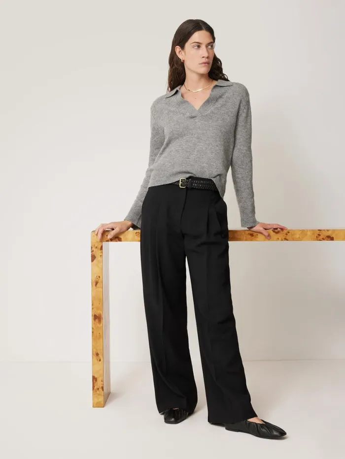 Jigsaw Kemp Wide Leg Japanese Wool Trouser Black Women Suits and Tailoring
