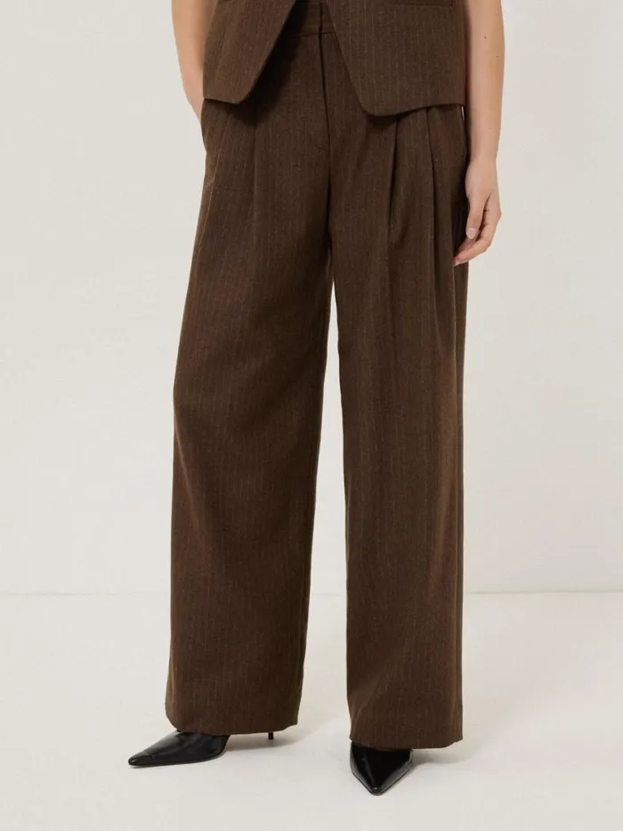 Jigsaw Kemp Wool Pinstripe Trouser Brown Women Suits and Tailoring