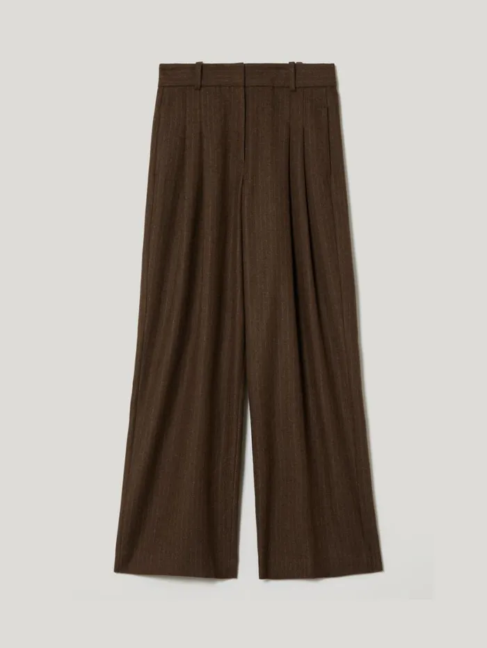Jigsaw Kemp Wool Pinstripe Trouser Brown Women Suits and Tailoring