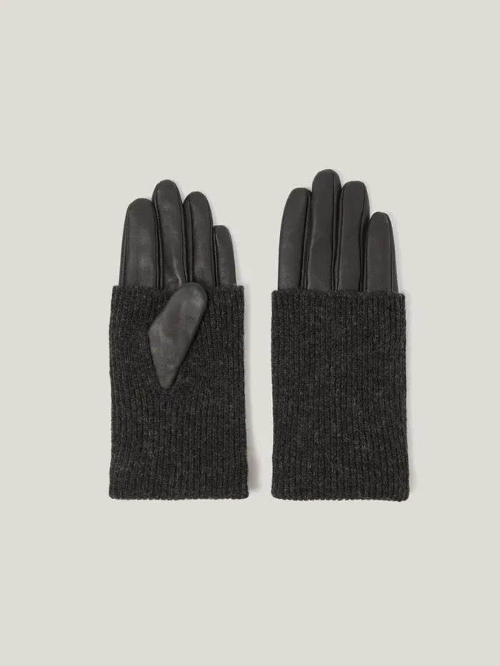 Jigsaw Knitted Leather Glove Black Women Wallets and Card Holders