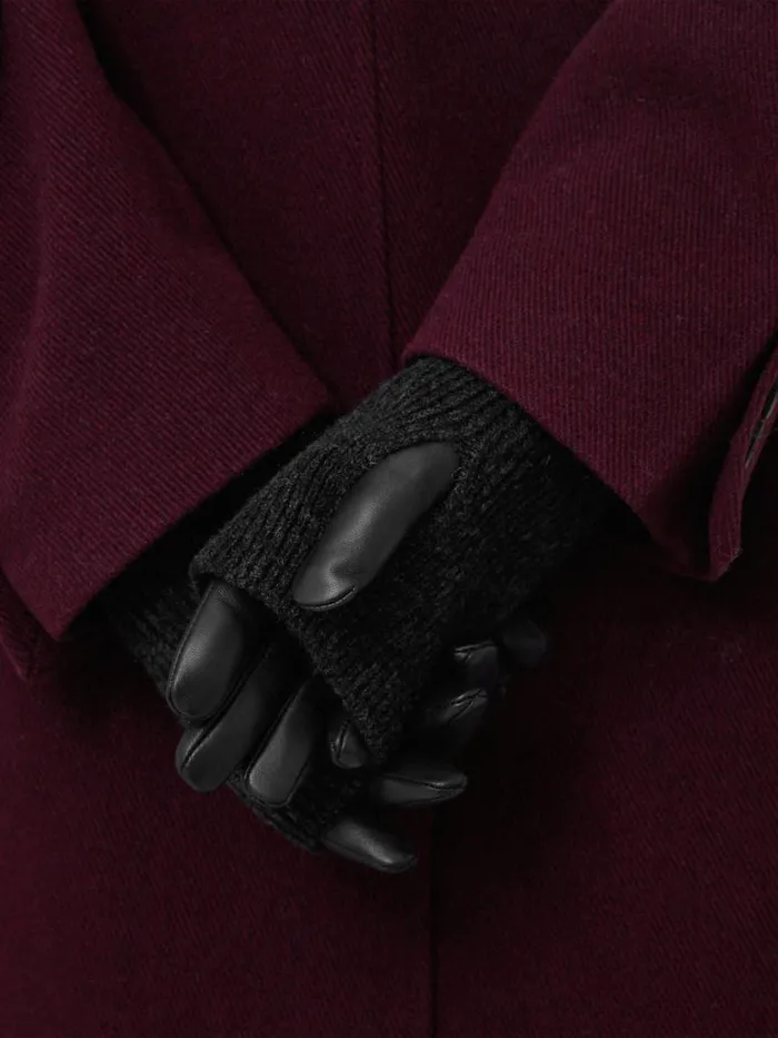 Jigsaw Knitted Leather Glove Black Women Wallets and Card Holders