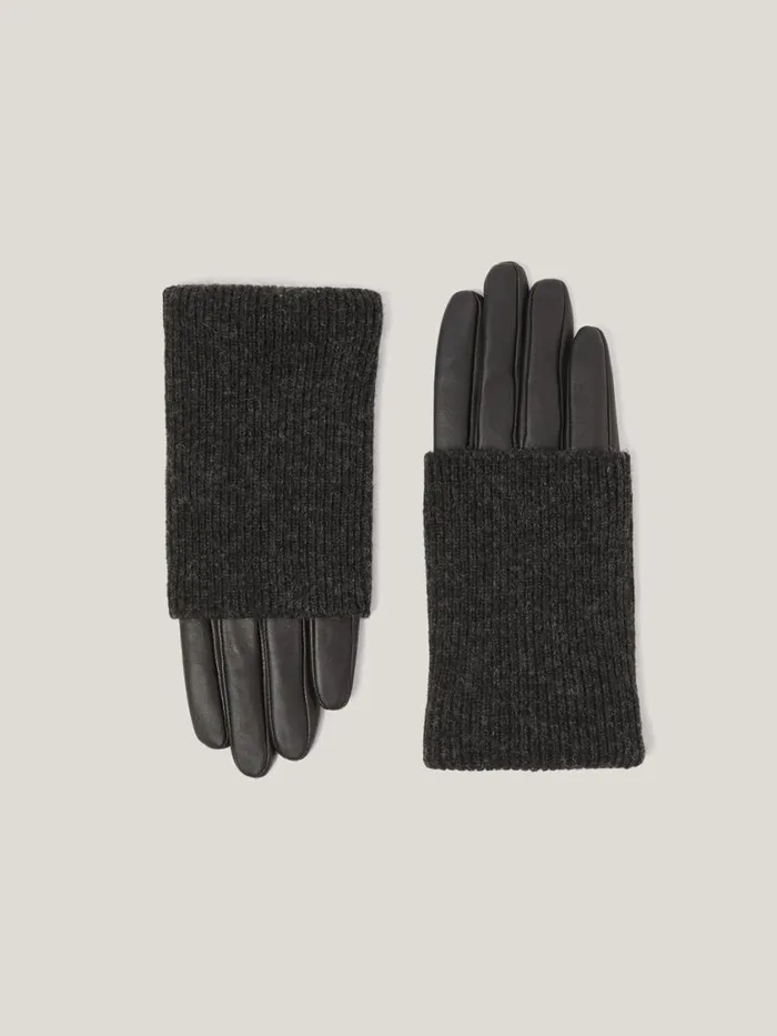 Jigsaw Knitted Leather Glove Black Women Wallets and Card Holders