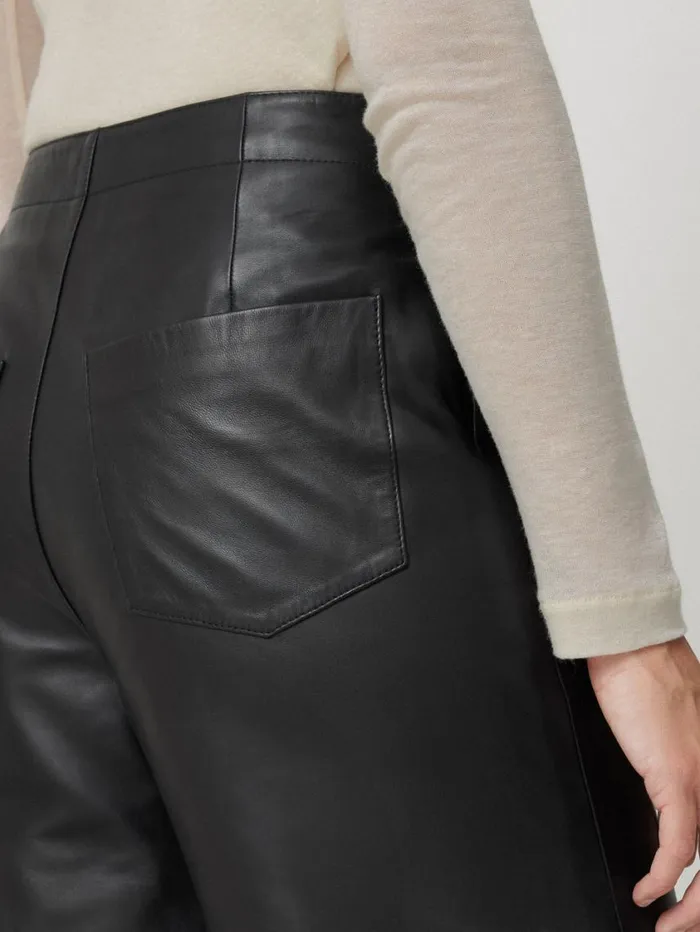 Jigsaw Leather Barrel Leg Trouser Black Women Party