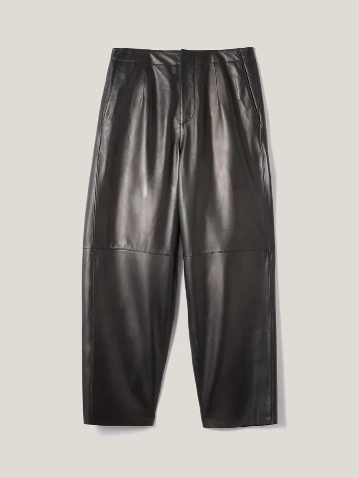 Jigsaw Leather Barrel Leg Trouser Black Women Party