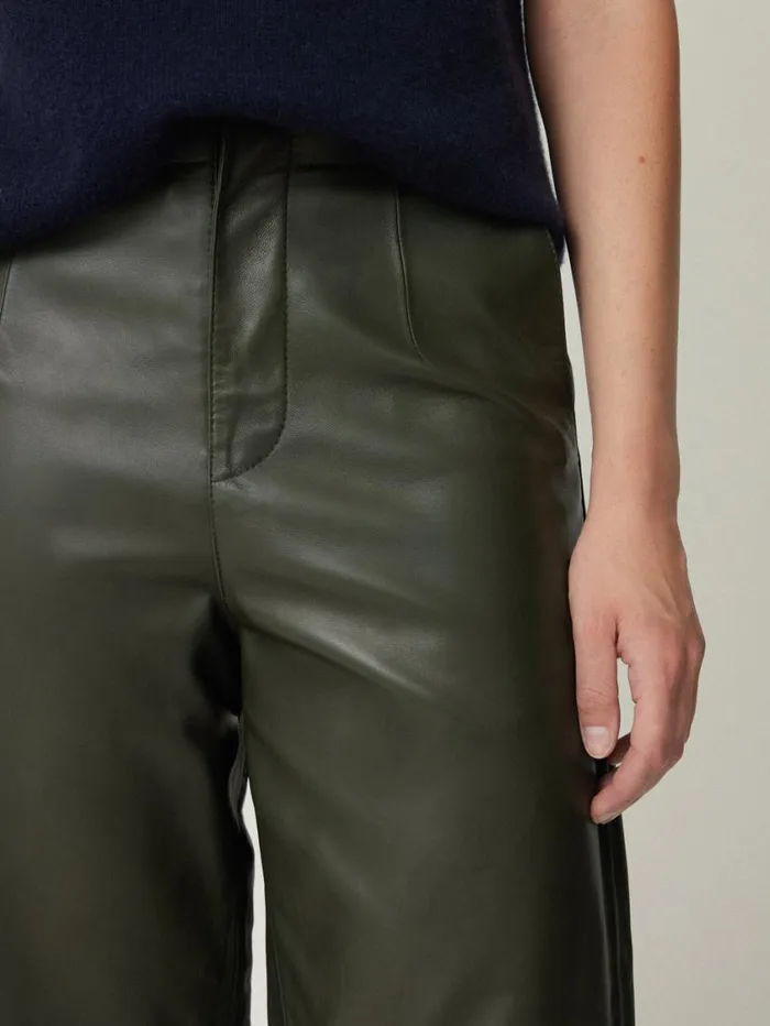 Jigsaw Leather Barrel Leg Trouser Green Women Party