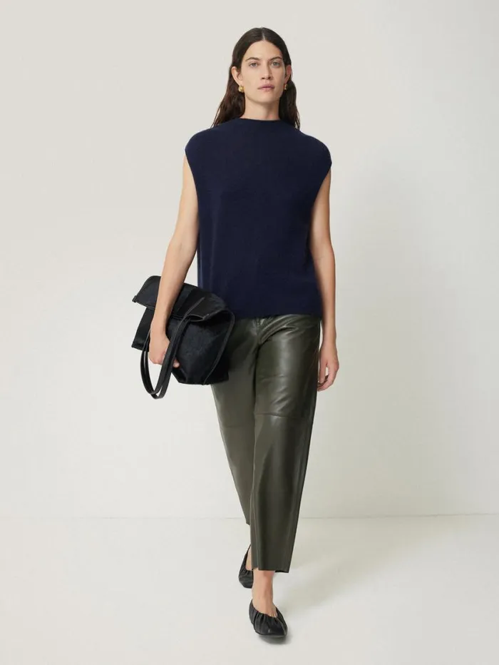Jigsaw Leather Barrel Leg Trouser Green Women Party