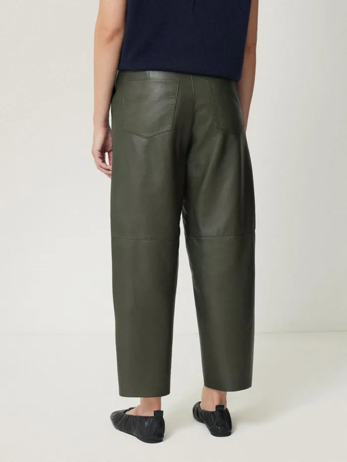 Jigsaw Leather Barrel Leg Trouser Green Women Party