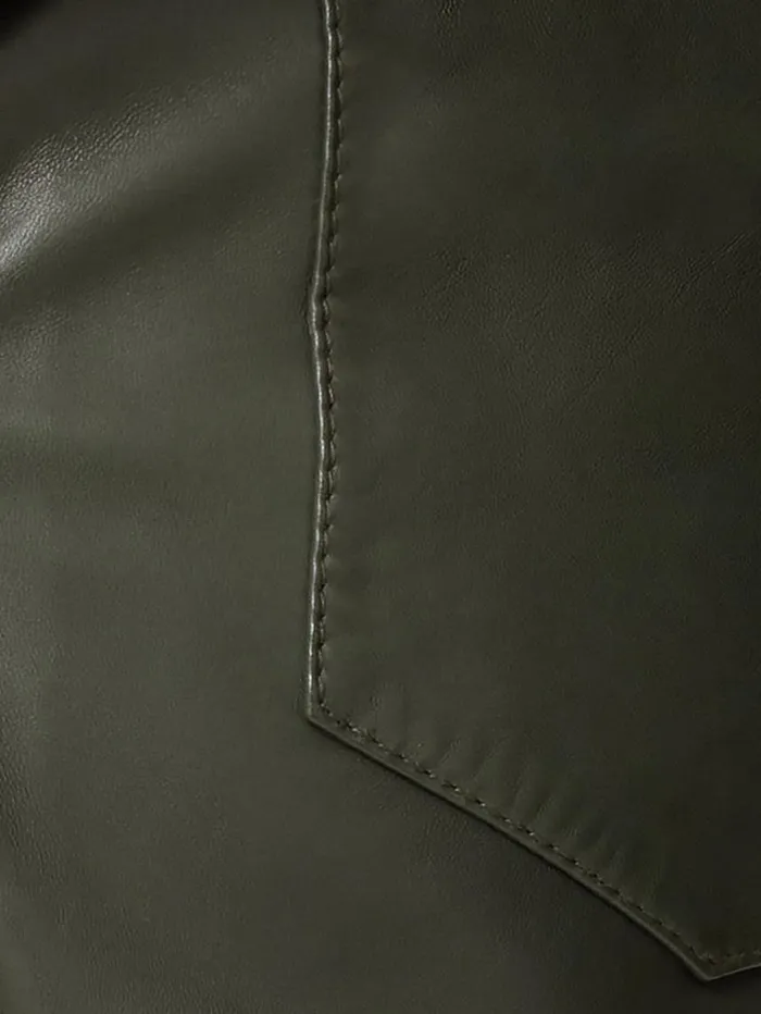 Jigsaw Leather Barrel Leg Trouser Green Women Party