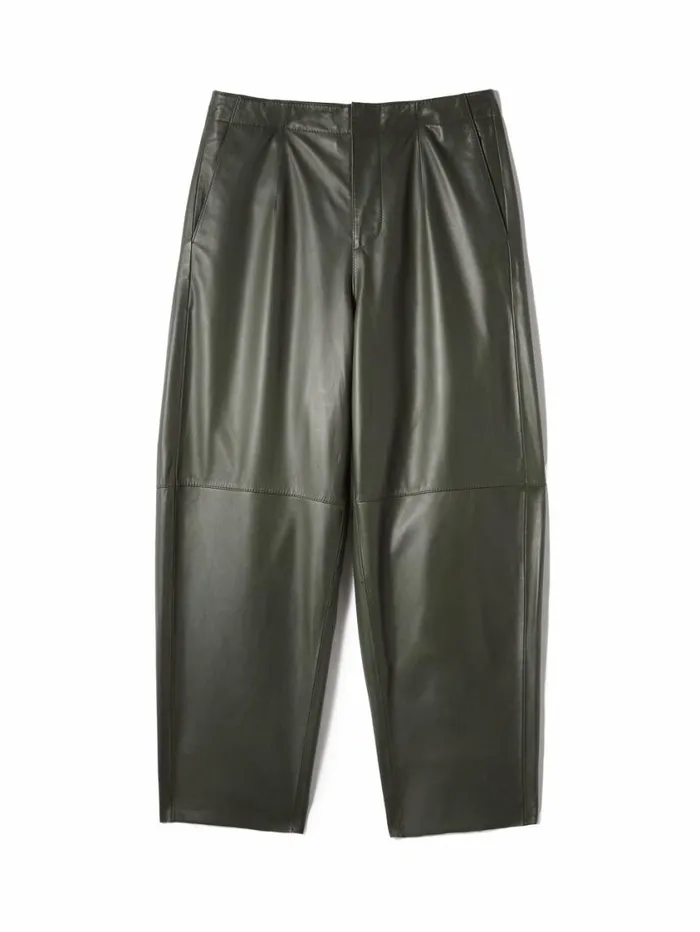 Jigsaw Leather Barrel Leg Trouser Green Women Party