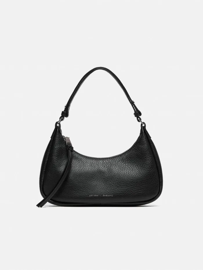 Jigsaw Leather Crescent Bag Small Black Women Party
