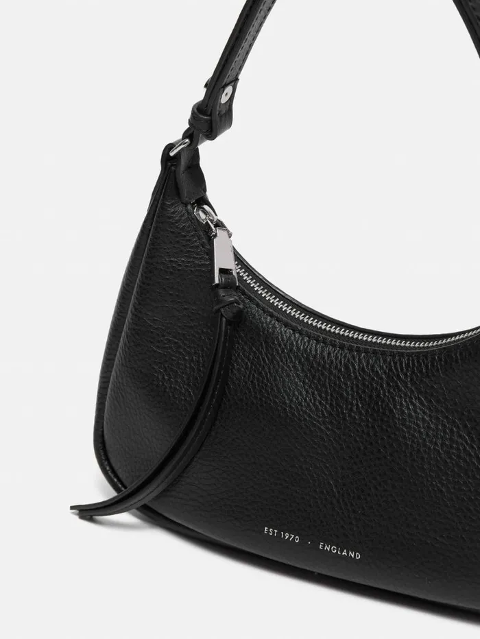 Jigsaw Leather Crescent Bag Small Black Women Party