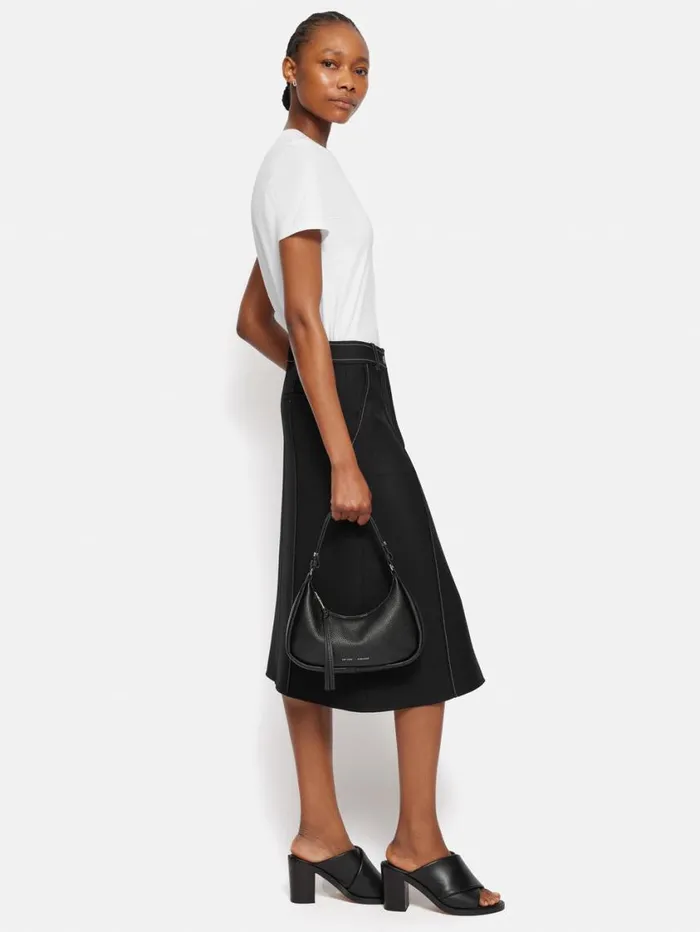 Jigsaw Leather Crescent Bag Small Black Women Party