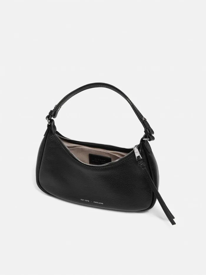 Jigsaw Leather Crescent Bag Small Black Women Party
