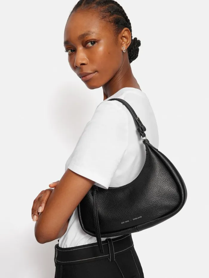 Jigsaw Leather Crescent Bag Small Black Women Party