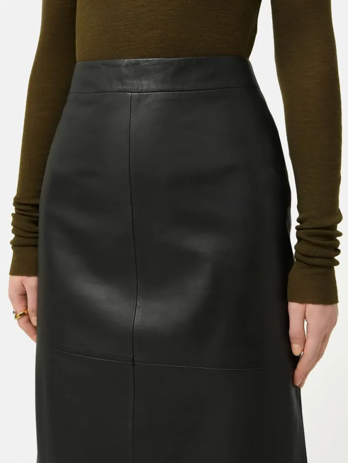 Jigsaw Leather Maxi Skirt Black Women Skirts