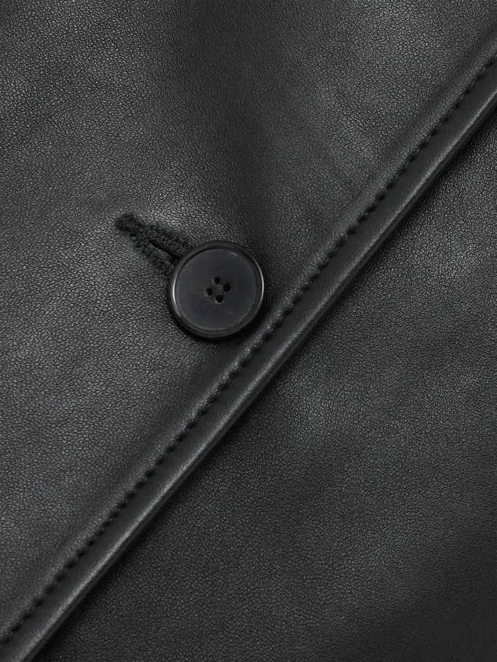 Jigsaw Leather Tailored Blazer Black Women Leather