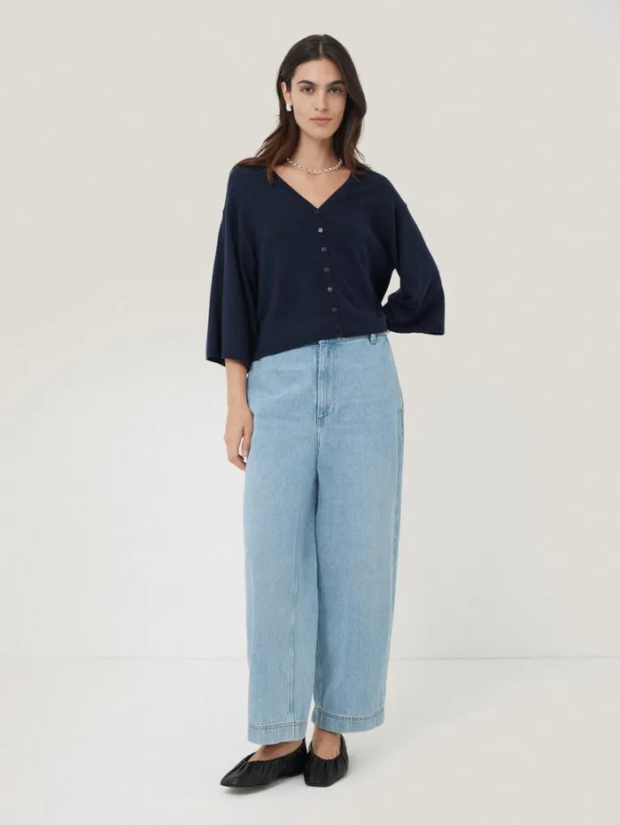 Jigsaw Lightweight V Neck Cardigan Navy Women Knitwear and Cashmere