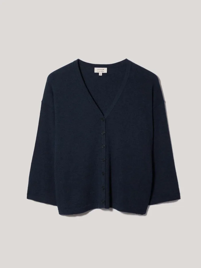 Jigsaw Lightweight V Neck Cardigan Navy Women Knitwear and Cashmere