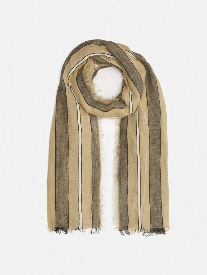 Jigsaw Linen Mix Stripe Woven Scarf Natural Women Ponchos and Scarves