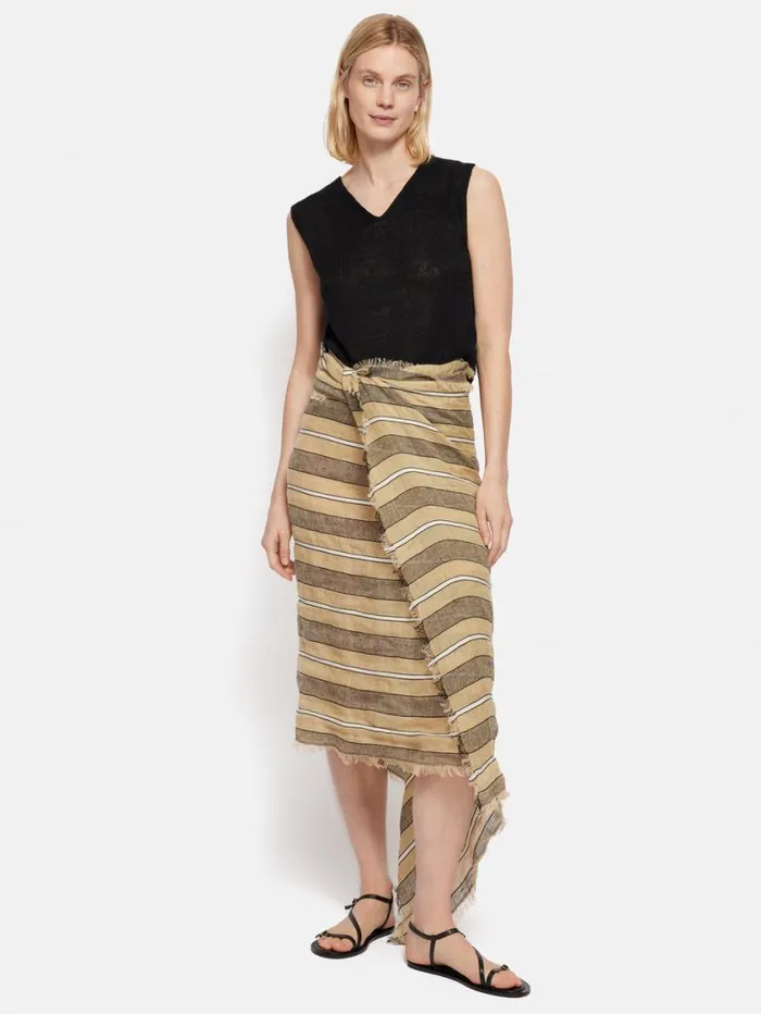 Jigsaw Linen Mix Stripe Woven Scarf Natural Women Ponchos and Scarves